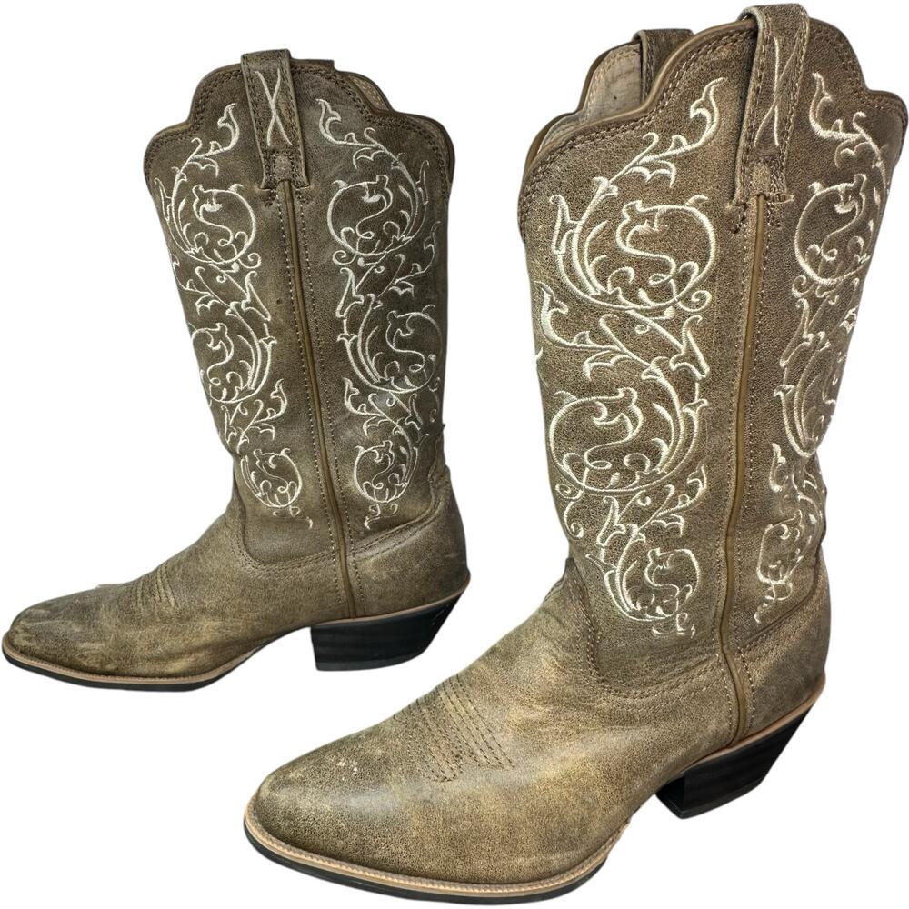TWISTED X Western Cowgirl Boots Boho Festival Ranch Rodeo Floral Embroidered 9.5
